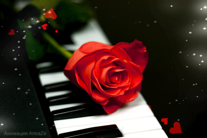 Résultat de recherche d'images pour "piano et coeur de rose rouge"